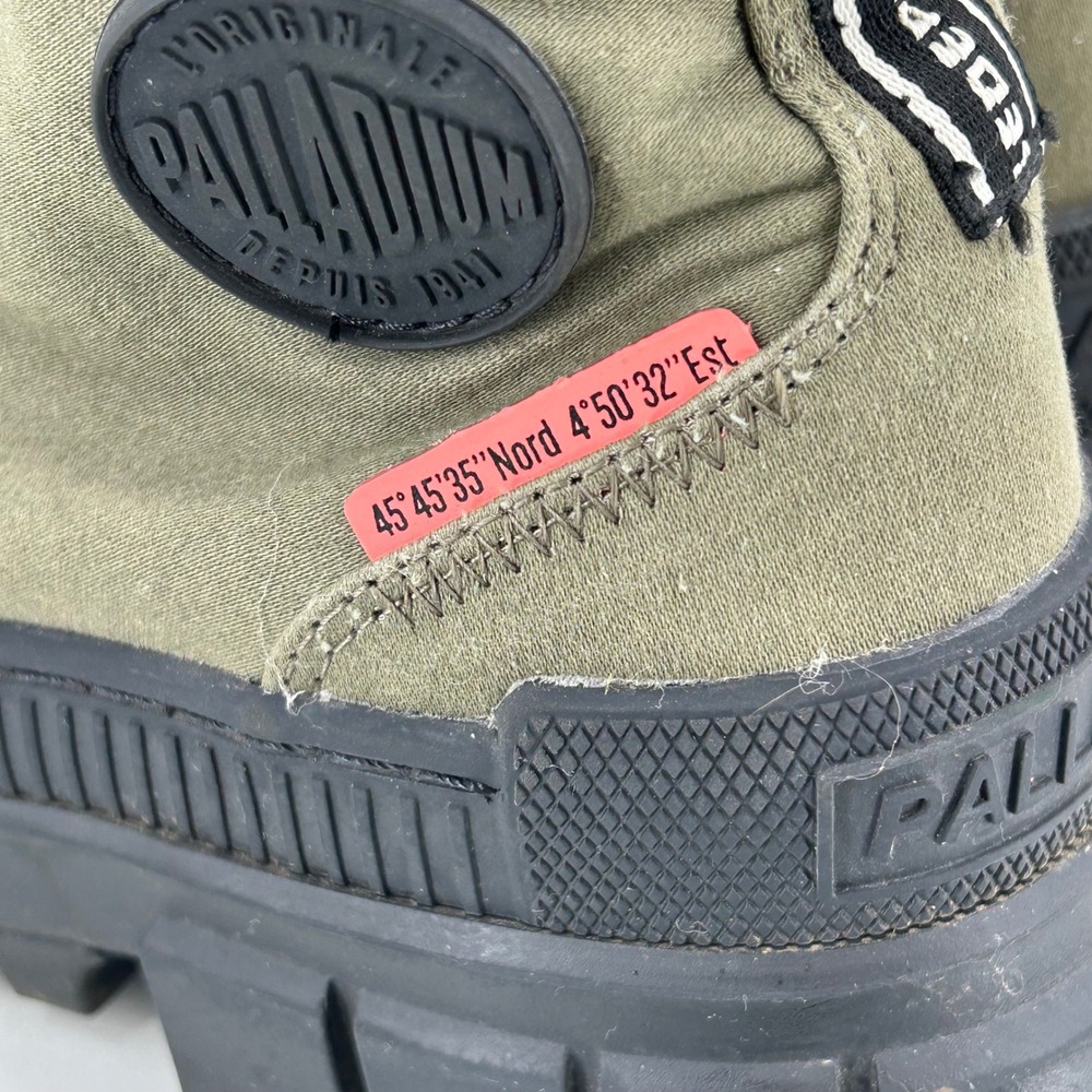 Palladium Revolt Hi Army Olive Green Canvas Platform Lug Sole Boots Womens 8 - Picture 4 of 10